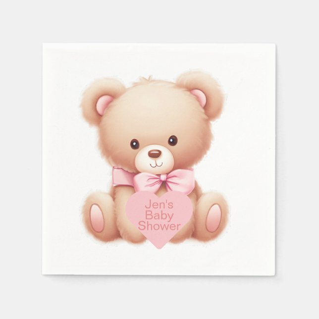 Teddy Bear Pink Napkins (Front)