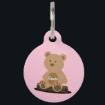 Teddy Bear Pink Personalized Pet ID Tag<br><div class="desc">Pretty soft pink background holds the cutest teddy bear... sitting on  log. He/She looks lost doesn't he/she? But with all your personalized information on the back,  he'll be found in no time! Don't forget to personalize with your pet's name on the tummy,  too!</div>