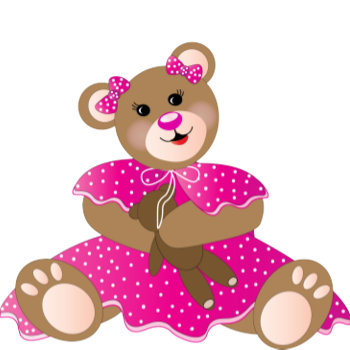 Teddy Bear Pink Polkadot Dress Name Insert Acrylic Jigsaw Puzzle by TrudyWilkerson at Zazzle