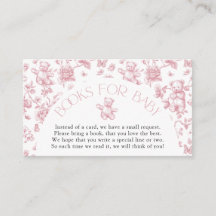 Teddy Bear Pink Toile Books for Baby Shower Enclos
