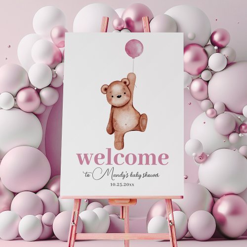 Teddy Bear Pink Welcome Sign on Foam Board