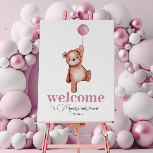 Teddy Bear Pink Welcome Sign on Foam Board (Creator Uploaded)