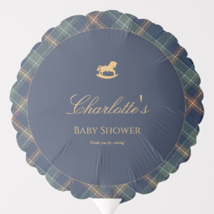 Teddy Bear Plaid Boy Baby Shower  Balloon