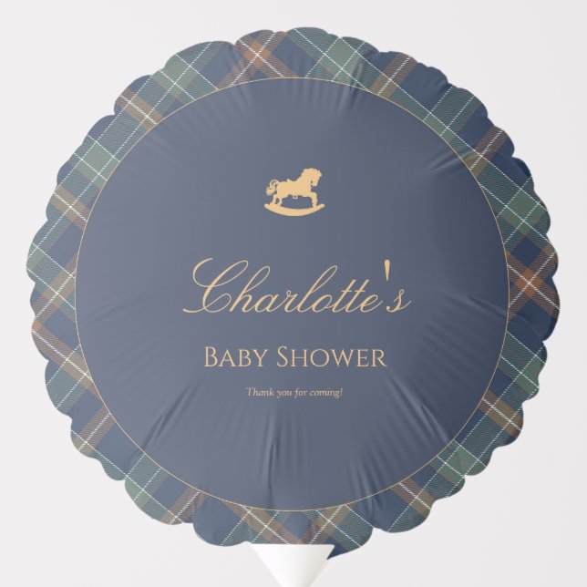 Teddy Bear Plaid Boy Baby Shower  Balloon (Front)