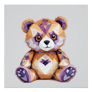 Teddy Bear Playful Adorable Fun Animal Colorful Poster