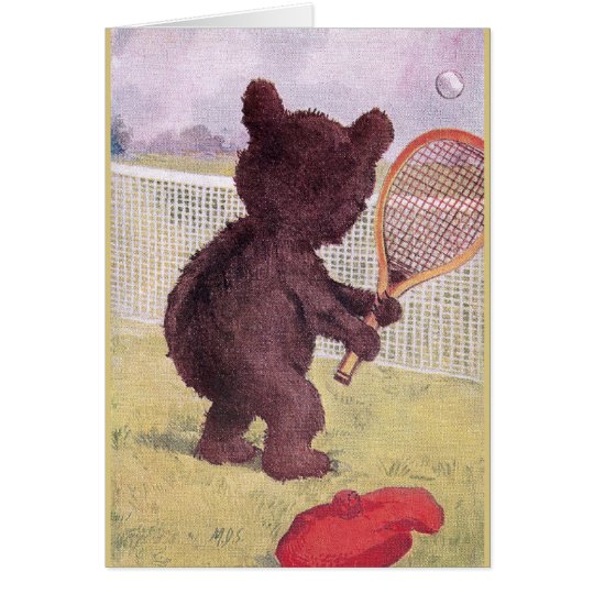 Teddy Bear Playing Tennis Card
