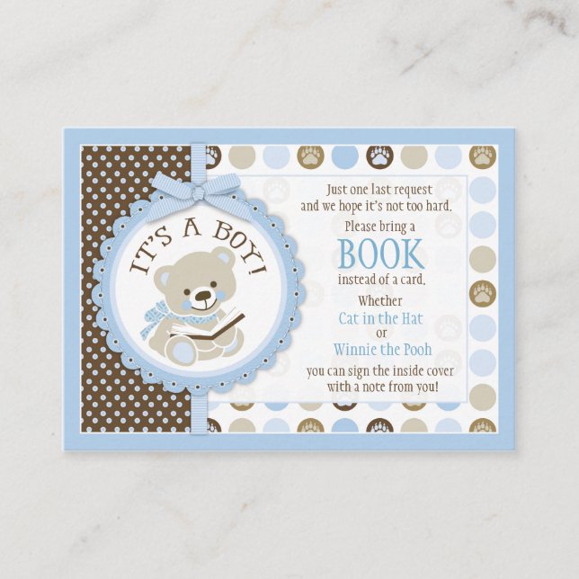 Teddy Bear Polka Dots Bring a Book Card (Front)