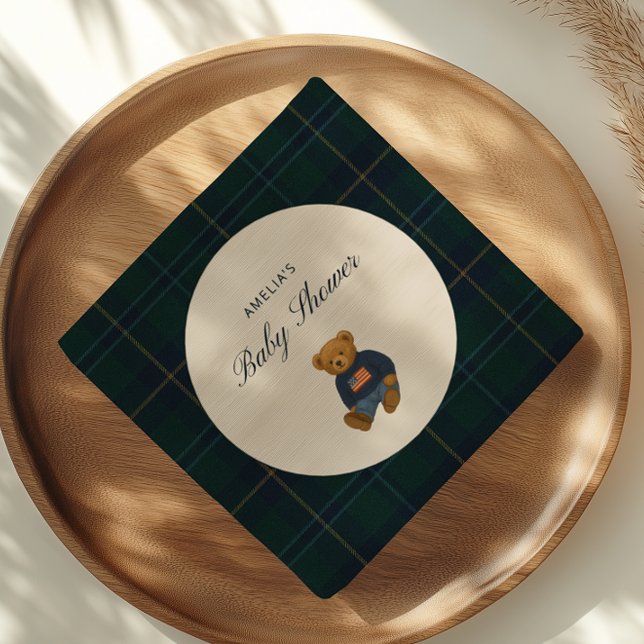 Teddy Bear Polo Baby Shower Napkin (Creator Uploaded)