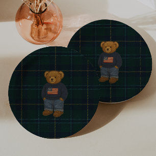 Teddy Bear Polo Baby Shower Paper Plates -
