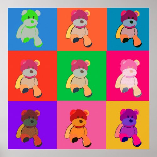 Teddy Bear Pop Art Poster