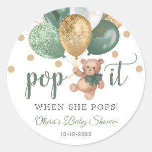Teddy Bear Pop it Baby Shower Favor Gift Classic Round Sticker