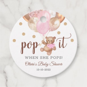 Teddy Bear Pop It Baby Shower Favor Gift Tags