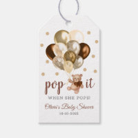 Teddy Bear Pop It When She Pops Baby Shower Favor  Gift Tags