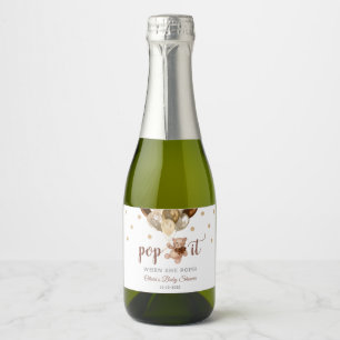 Teddy Bear Pop It When She Pops Baby Shower Gift Sparkling Wine Label