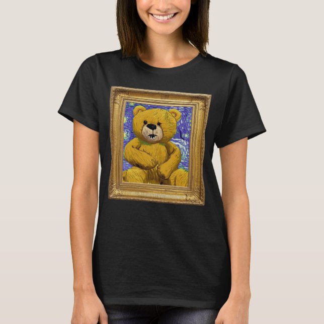 Teddy Bear Post Impressionism Artwork Artist Paint T-Shirt (Front)