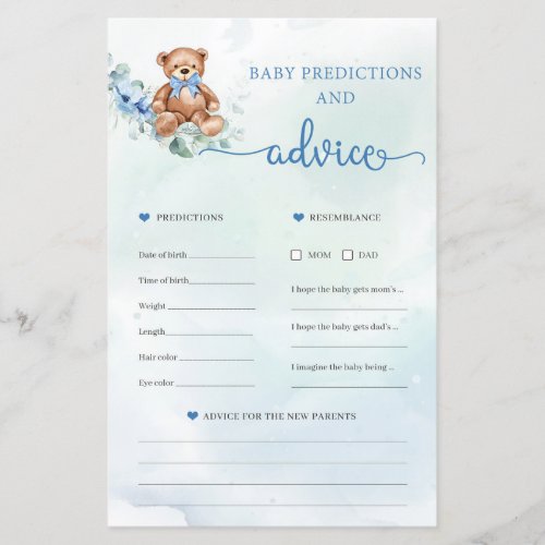 Teddy Bear Predictions and Advice Card Game