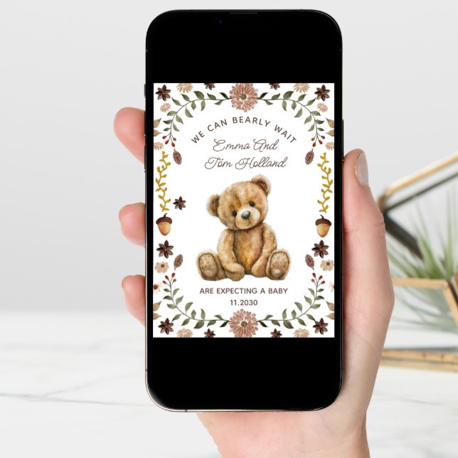 Teddy Bear Pregnancy Gender Neutral Announcement (Front Digital)