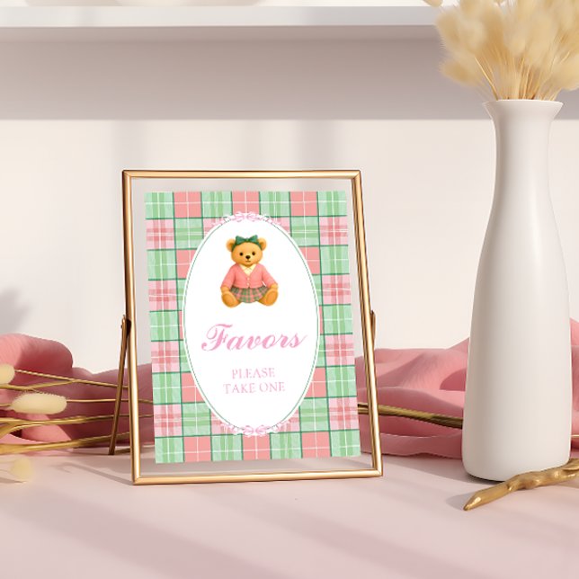 Teddy Bear Preppy Girl Baby Shower Favors Poster (Creator Uploaded)