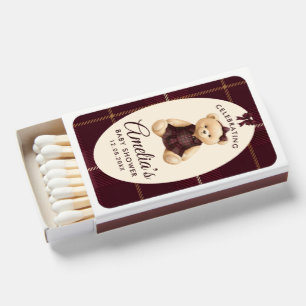  Teddy Bear Preppy Plaid Baby Shower Matchboxes