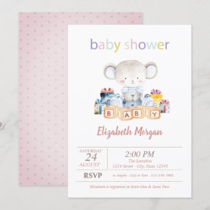 Teddy Bear Presents Dots Baby Shower Invitation