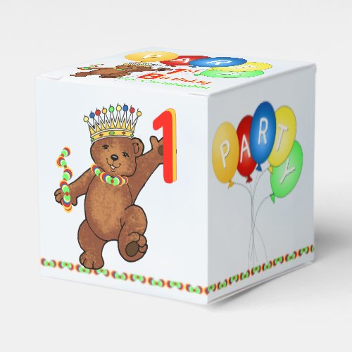 Teddy Bear Prince 1st Birthday Party Favor Boxes