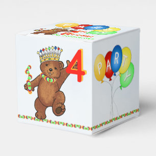 Teddy Bear Prince 4th Birthday Party Custom Favor Boxes