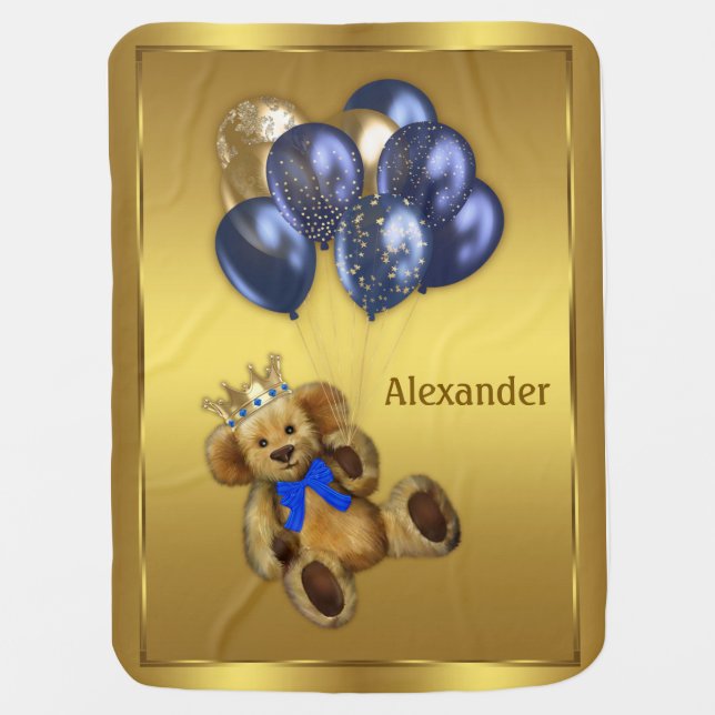 Teddy Bear Prince Baby Blanket (Front)