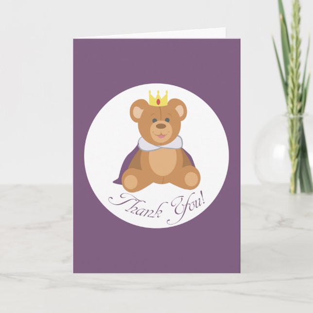 Teddy Bear Prince (Thank you!) Thank You Card (Front)