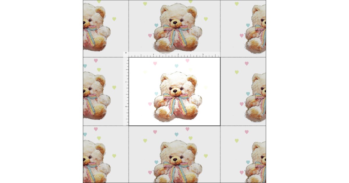 Teddy Bear Print Fabric Material | Zazzle.com