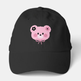 Teddy Bear Print Hat for Women – Pink & Black 