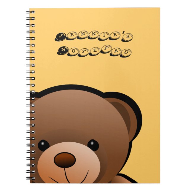 Teddy Bear Print Personalized Notebook (Front)