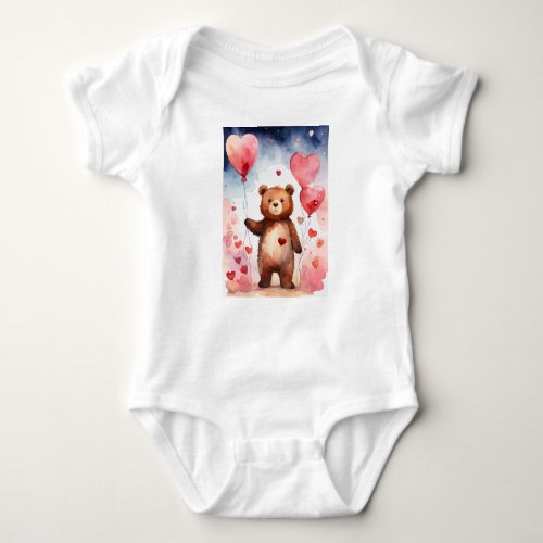 Teddy bear printed baby bodysuit
