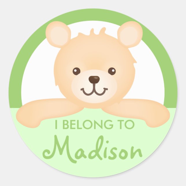 Teddy Bear Property Label (green) (Front)