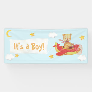 *~* Teddy Bear Pulling It's a Boy Stars Moon Baby Banner
