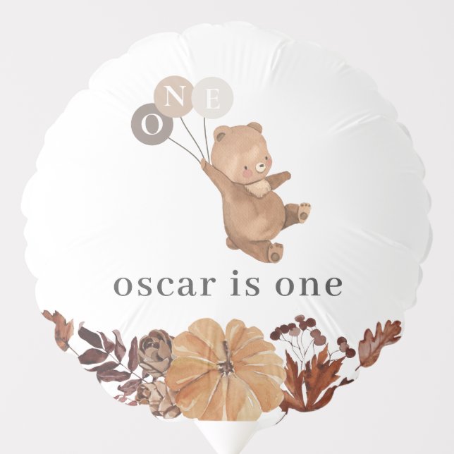 Teddy Bear Pumpkin - 1st Birthday Balloon (Front)