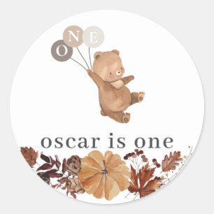 Teddy Bear Pumpkin - 1st Birthday Classic Round Sticker