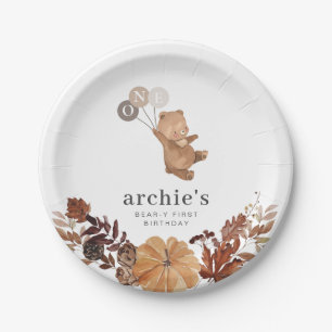 Teddy Bear Pumpkin - 1st Birthday Paper Plates