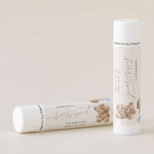 Teddy Bear, Purple Balloons, First Birthday Lip Balm