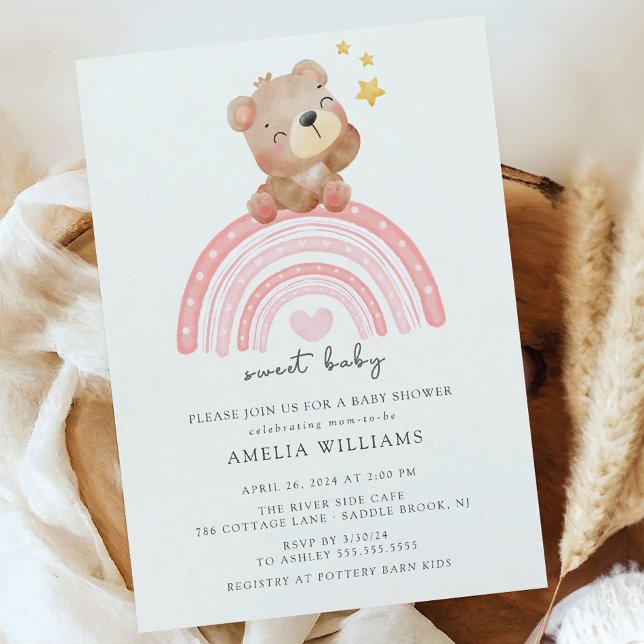 Teddy Bear Rainbow Baby Shower  Invitation (Creator Uploaded)