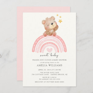 Teddy Bear Rainbow Baby Shower Invitation