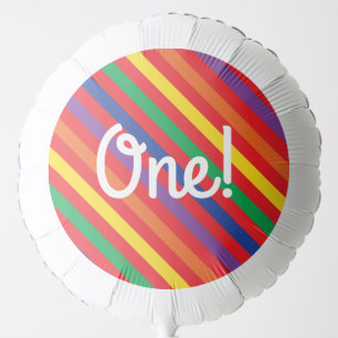 Teddy Bear Rainbow Cute 1st Birthday Party Balloon