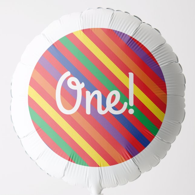 Teddy Bear Rainbow Cute 1st Birthday Party Balloon (Front)