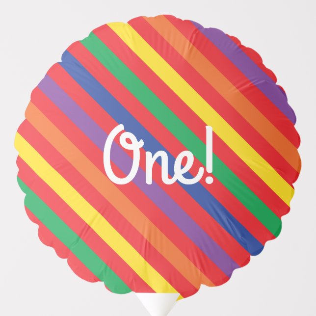 Teddy Bear Rainbow Cute 1st Birthday Party Balloon (Front)