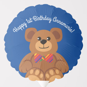 Teddy Bear Rainbow Cute 1st Birthday Party Balloon