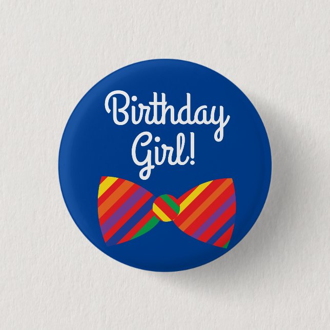 Teddy Bear Rainbow Cute 1st Birthday Party Button (Front)