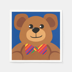 Teddy Bear Rainbow Cute 1st Birthday Party Napkins