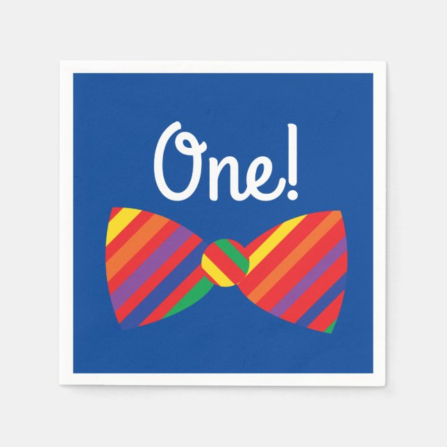 Teddy Bear Rainbow Cute 1st Birthday Party Napkins (Front)