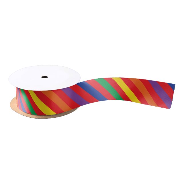 Teddy Bear Rainbow Cute 1st Birthday Party Satin Ribbon (Spool)