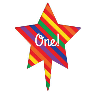 Teddy Bear Rainbow Cute Kids Birthday Party Cake Topper