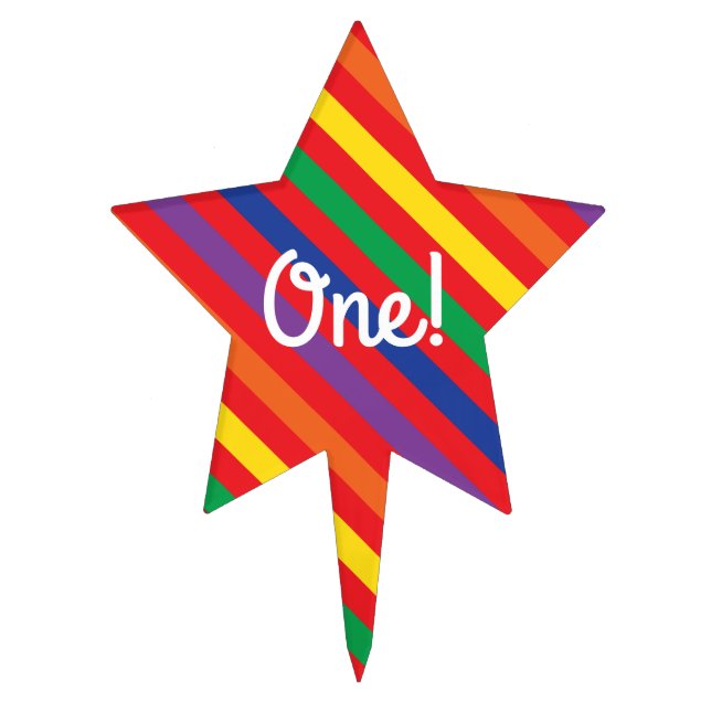 Teddy Bear Rainbow Cute Kids Birthday Party Cake Topper (Front)